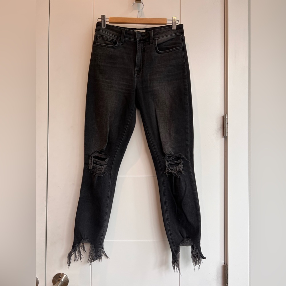 L'AGENCE High Line Skinny High Rise Jeans Women's Size 27 Black Distressed
